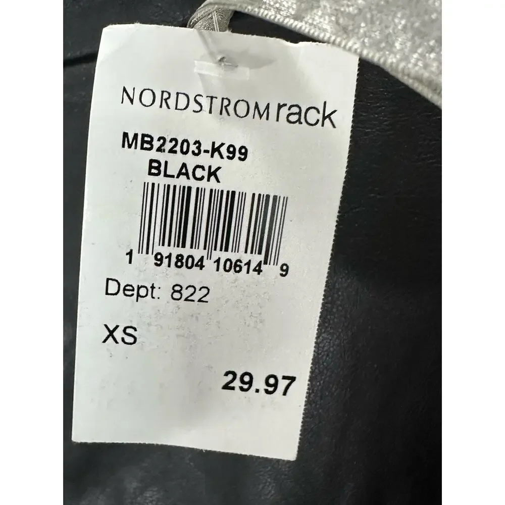 Matty M NWT Women’s Black Faux Leather A Line Midi Skirt size XS